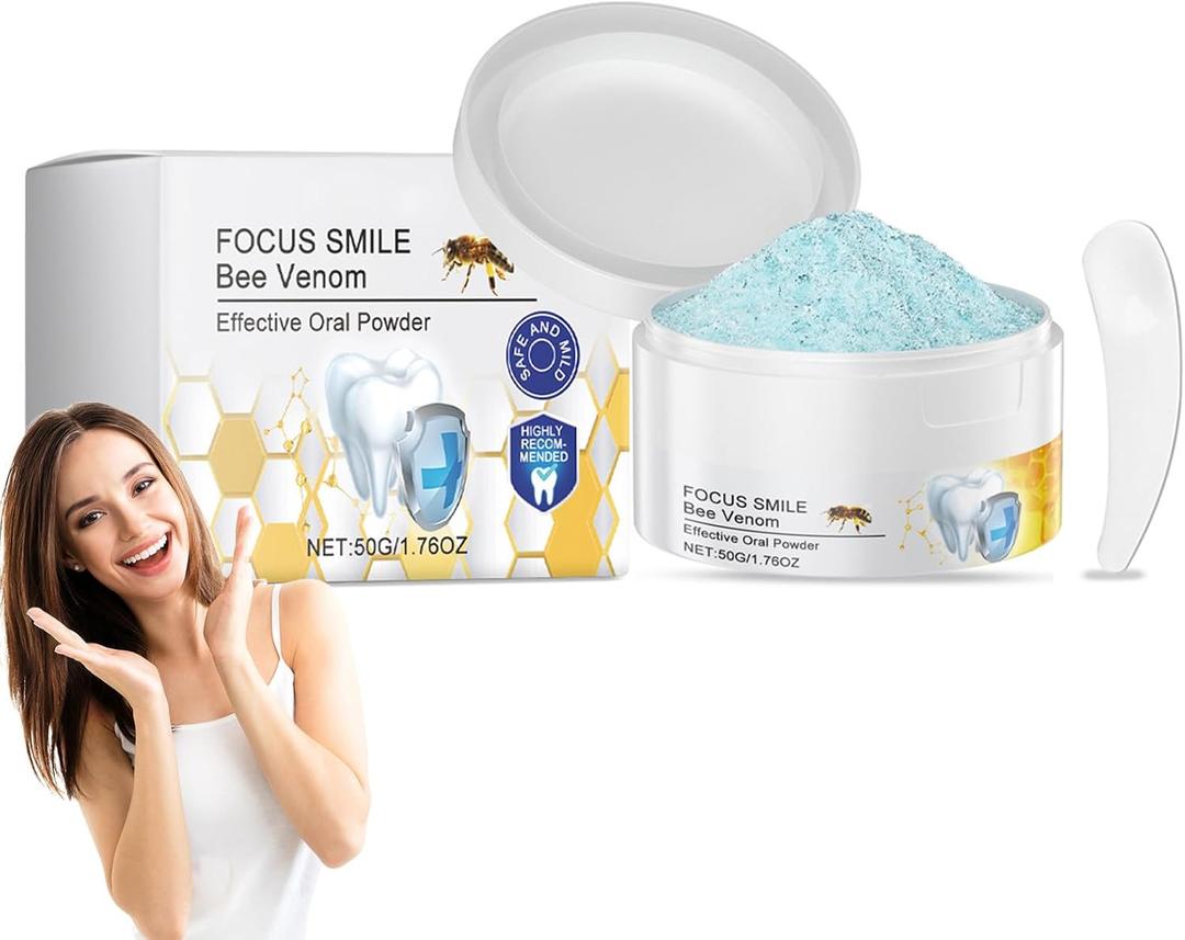 Natural Bee Venom Tooth Powder 1.76Oz - Whitening & Sensitivity Relief, Long-Lasting Fresh Breath, Dentist-Recommended Oral Care - Non-Toxic Formula