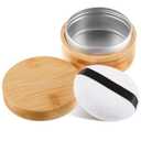 Frienda 100 ml Bamboo Loose Powder Puff and Container Empty Dusting Powder Jar for Body Face Makeup Travel Case Compact Case Holder with Sifter Lids and Puff