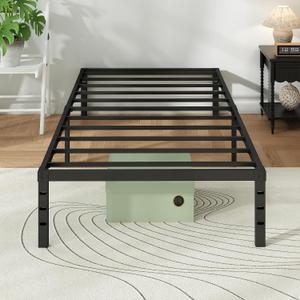 Metal Platform Bed Frame Twin Size, 16 Inch Height with Heavy Duty Steel Support, No Box Spring Needed, Easy Assembly and Underbed Storage,Black