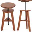 VISWIN Adjustable Drafting Stool for Artists & Adults, 19"-26" Height Solid Beech Wood Art Stool for Studio, Swivel Drafting Chair for Drawing, Home Use, Office, Kitchen (Walnut)