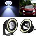 2PCS Angel Eagle Eye LED Lights Fog Light Bulbs, 2.5"/3"/3.5" DIY Daytime Running Lights COB 30W 7000K 1200LM DRL Lamps for Car Motorcycle Truck Boat (2.5inch,White Circle White Light)