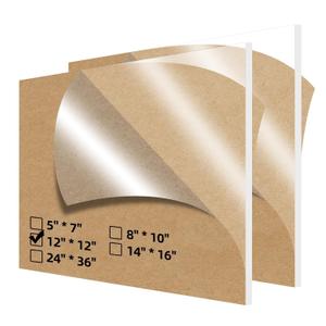 2 Pack 12x12 1/8" Clear Plexiglass Sheets for Glass Replacement