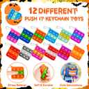 48 Halloween Toys Pack with Pumpkin Box, Halloween Party Favors Gifts for Kids, Squishy Mochi Toys in Bulk with Bubble Push it Keychain, Halloween Treat Bags Fillers, Trick or Treat Classroom Prizes