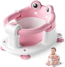 Baby Bath Seat for Babies 6 Months & up, NonSlip Toddler Bath Seats for Babies Sitting Up, Safe Infant & Newborn Bathtub Chair with 4 Suction Cups & Soft Cushion for Shower,Pink