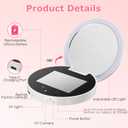Vanexiss UV Camera for Sunscreen Test UV Mirror Sunscreen Camera, 3.8 Inch Rechargeable 2X Magnifying Vanity Mirror with Light Handheld Double-Sided Pocket Mirror for Skin Protection(White)