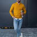 COOFANDY Mens Quarter Zip Pullover Slim Fit Knit Sweater Lightweight Mock Neck Casual Sweaters (S)