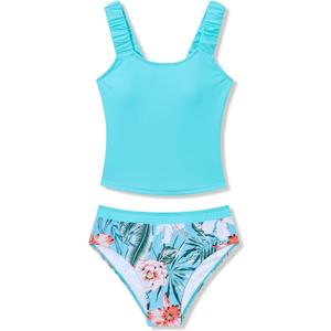 Girl Two Piece Swimsuits Adjustable Straps Bikini Sets with Chest Pad Size 9-10yo