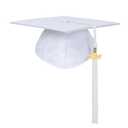 2 FtyFty Unisex Adult Matte Graduation Cap with Tassel Year Charm (White)