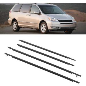 4Pcs Car Outer Door Window Moulding Trim Weatherstrip Seal Belt Compatible with Toyota Sienna 2003 to 2010, Replace# 68160-AE010, 68210-AE010, 68180-08010, 68230-08010