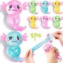 8PCS Glitter Stress Relief Axolotl Toy Cute Malt Sugar Filled Sensory Fidget Toy for Kids Adults Soothing Birthday Party Favors Gift (4 Colors)