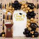 Moukeren 2026 Graduation Decoration Class of 2026 Arch Backdrop Cover 6.6ft Balloon Arch Cover Spandex Backdrop White Congrats Grad Decor for Graduation Season Classes Party Decor(Gold,Class of 2026)