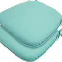 Outdoor Chair Cushions Set of 2,Patio Seat Cushion 17"x16"x2",U-Shaped Dining Chair Cushion 17 by 16 Inch,Water Resistant,Fade-Resistant Chair Pads for Kitchen Garden Furniture(Light Turquoise)