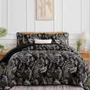 WONGS BEDDING Boho Quilt Set King,Black Paisley Floral Pattern Bedspread Coverlet Set with 2 Pillowcases,3 Piece Lightweight Microfiber Bohemian Quilt Bedding Set 104"90"