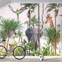 YQWDMX - 3D Safari Wallpaper Tropical Jungle and Animals Plant Wallpaper Mural for Bedroom Kids Room (Not Peel and Stick)
