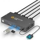 KVM Switches 2 Port 8K@60Hz, GREATHTEK KVM Switch HDMI Share USB Devices with 3 USB3.0 Hubs, 2 Computers 1 Monitor Share Keyboard Mouse Printer, Button Switch Desktop Remote Control, Plug and Play