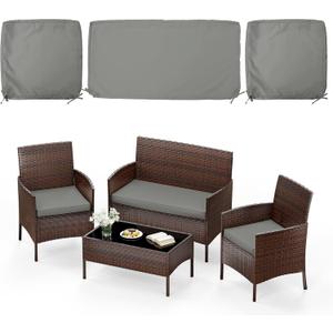 3 Pack of Outdoor Seat Cushion Replacement Set Suitable for 4 Pieces of Wicker Rattan Furniture Terrace Guest Set Sofa Chair (36x18x2, 18x18x2), Only Cover