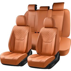 FLORICH Seat Covers, Car Seat Covers Full Set, Luxury Nappa Leather Seat Covers, Breathable and Waterproof Car Seat Protector 5 Seat, Automotive Seat Covers Universal Fit for Most Cars-Brown