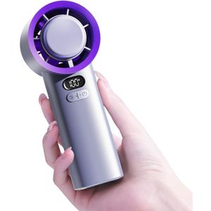 Rican Handheld Portable Hand Fan with Air Cooling Cooler High Speed Rechargeable Power Electric USB Personal Hand Held Turbo Small Mini Pocket for Outdoor Travel (Grey)