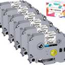 Hehua Clear Label Maker Tape TZe-131 TZe131 Compatible for Brother Label Maker Tape, Ptouch Tape 12mm 0.47 Clear Compatible for Brother Tze Tz Tape 12mm 0.47 Laminated, 6 Pack