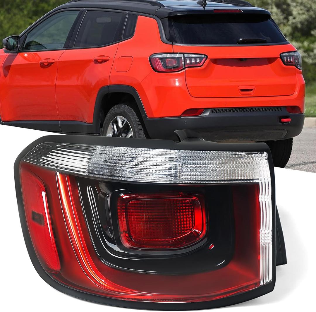 Huray Left Outer Tail Light Fit for Jeep Compass 2021-2024 LH | Halogen Taillight Rear Brake Lamp Assembly OE Style Accessory Replacement for CH2804124 (Driver Side)
