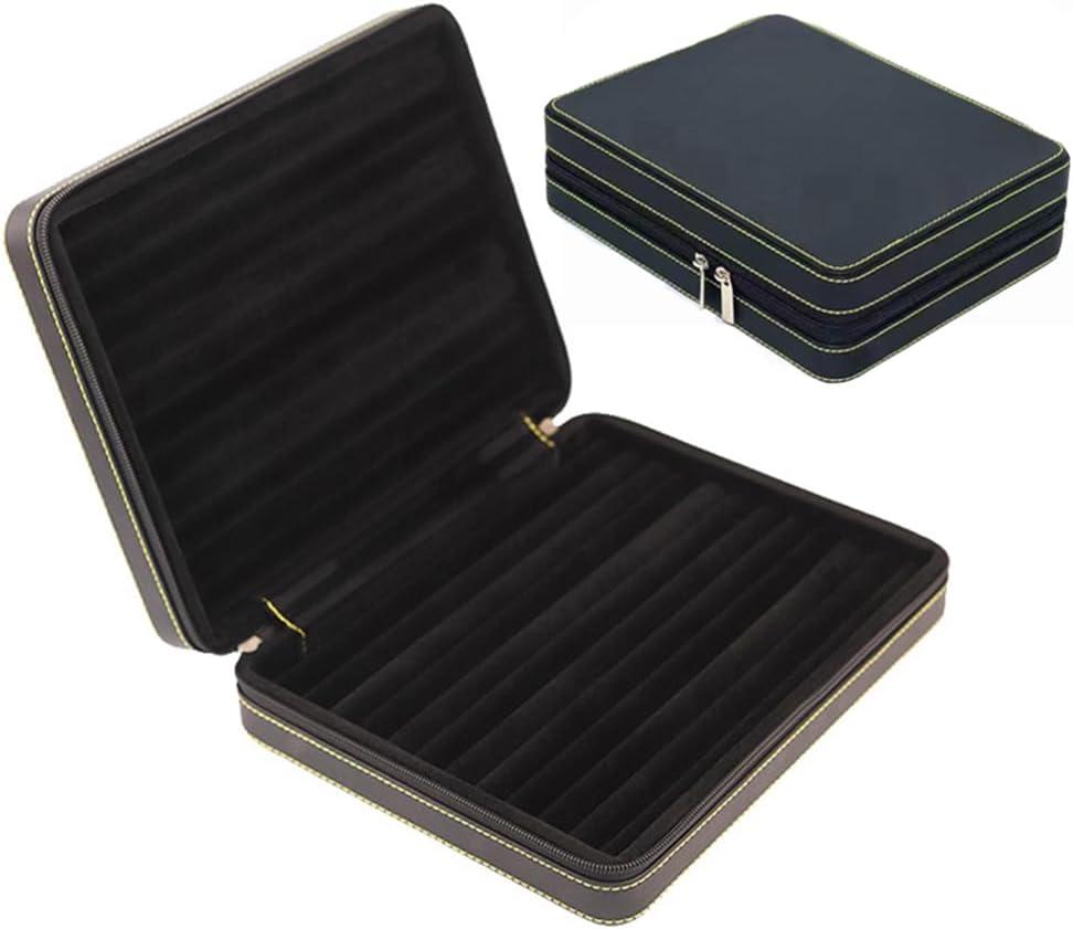 SANSREPONSE Jewelry Case Chest Box Display Tray Portable with Zipper Organizer Faux-Leather for Travel Jeweler Accessory Necklace Earring Ring Storage(BK-R)