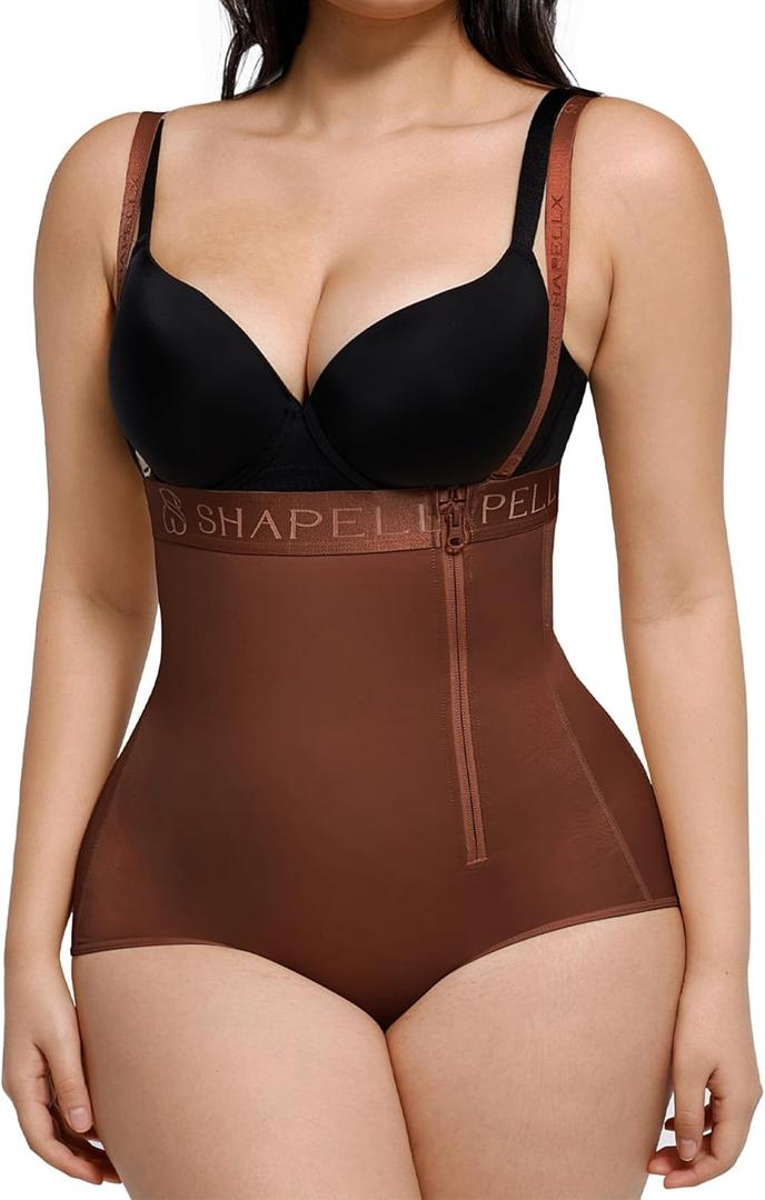 SHAPELLX Shapewear Tummy Control Panty for Women High Waist Body Shaper Waist Trainer Shaper Higher Power Panties (3X-Large, A3-brown)