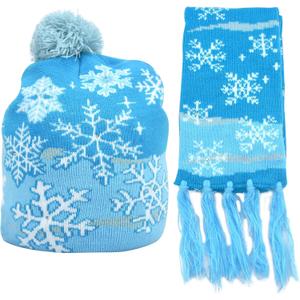 Kids Christmas Party Holiday Hats Light up Hat Beanie Winter Hat Scarf Kids Beanie (Snowflake)