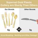 Supernal 180 pieces Gold Plastic Silverware, Disposable Plastic Utensils Heavy Duty, Gold Disposable Silverware Sets Include 60 Knives, 60 Forks and 60 Spoons, Suitable for Party, Birthday, Wedding