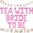 LaVenty Tea With Bride To Be Balloons Let's Par Tea Decorations Balloon Garland Arch Banner Floral Butterfly Teapot Banner for Bridal Shower Bachelorette Wedding Party