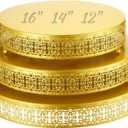 Wenqik 3 Pack Round Metal Cake Stands 12" 14" 16" Dessert Display Cupcake Stands Elegant Display Plate for Wedding Birthday Party Event Anniversary and Table Decoration, Gold