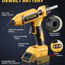 100W Cordless Hot Glue Gun Compatible with DeWalt 20V Battery (Tool Only), Upgraded Digital Temperature Adjustable Cordless Glue Gun with 10 PCS 0.43" Glue Sticks