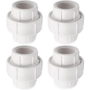 1 inch PVC Pipe Union Fittings, PVC Connectors Female Thread Coupling (1", 4pcs)