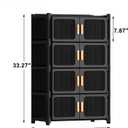 Shoe Rack, 5 Tier Shoe Storage Cabinet with 4 Doors, 15 Pair Plastic Shoe Cabinet with Waterproof, Outdoor Shoe Shelves Organizer for Entryway, Bedroom, Hallway,Living Room, Black