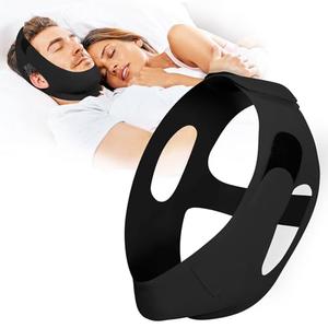 NOIKO Anti Snoring Chin Strap Adjustable, High Elasticity Traceless Chin Strap for Sleeping, Effective Anti Snoring Device, Snore Stopper Breathable and Durable for Adult, Black, M