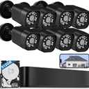8CH 1080P Wired Security Camera System, AIWIXEN 8 x Surveillance Security Cameras Outdoor Home with Human Vehicle Detection, CCTV DVR with 512GB HDD, Remote Access, IP68 Waterproof, 24-7 Recording