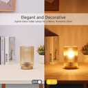 Battery Operated Lamp, Cordless Table Lamp with Timer, Desk Bedside Lamps with LED Warm Light, Glass Small Table Lamp for Bedroom, Bathroom, Living Room, Home Decor - Amber