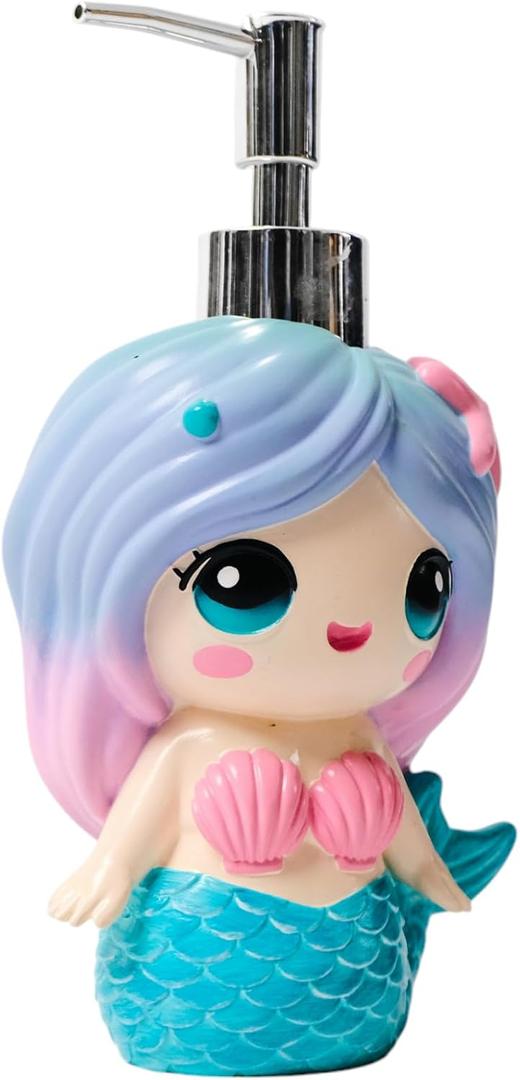 Mermaid Soap Dispenser, Cute Soap Dispenser, Mermaid Bathroom Decor, Hand Soap, Shampoo, Shower Gel Dispenser, Suitable for Bathrooms, Kitchen Countertops, Bathroom Accessories (Mermaid)