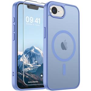SUPFINE Magnetic for iPhone 17e Case/iPhone 16e Case with Screen Protector (Compatible with MagSafe)(Military Grade Drop Protection) Translucent Matte with Anti-Fingerprint Phone Case,Blue Purple
