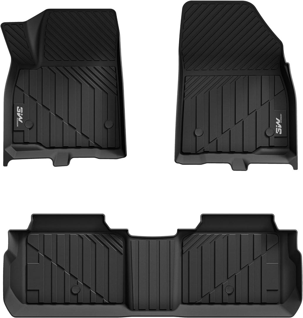 3W Cadillac XT5 Floor Mats Fit for 2016-2024 2025 Custom Fit Cadillac XT5 Accessories TPE All Weather Floor Liner for Cadillac XT5 1st and 2nd Row Full Set Car Liners Black