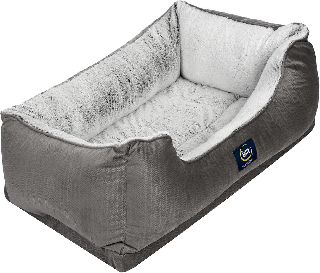 Serta Orthopedic Cuddler Dog Bed for Pets, Slate Gray (X-Large)