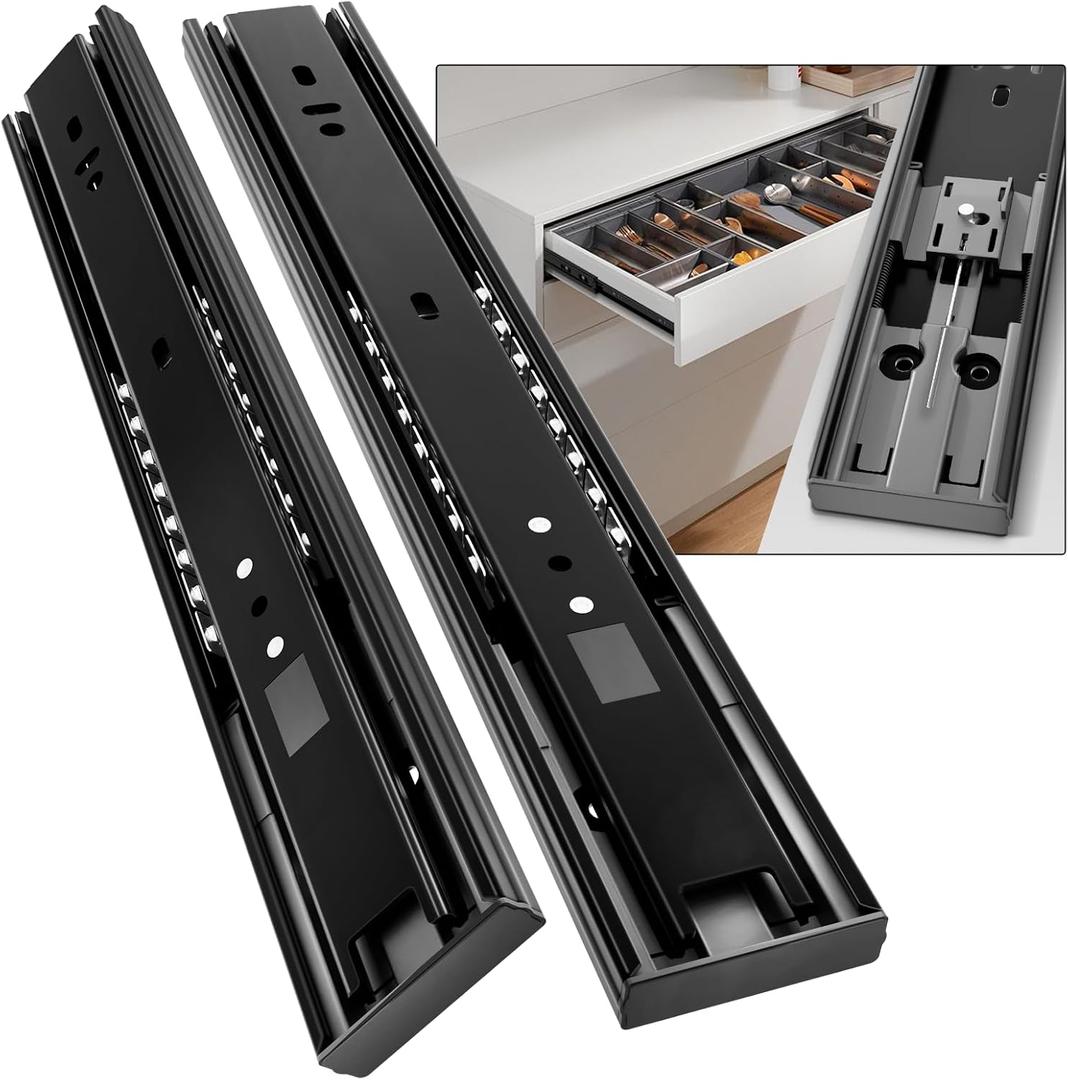 1 Pair 24 inch Soft Close Drawer Slides Side Mount Rails