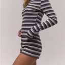 SOLY HUX Women's Long Sleeve Striped T Shirts Boat Neck Slim Fit Tees Going Out Crop Top (M)