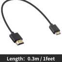 Duttek Short Mini HDMI to HDMI Cable 1FT/30cm, Ultra Slim/Flexible Soft Mini HDMI Male to HDMI Male Supports High-Speed 4K@60Hz, 3D, 18Gbps, 1080P for Projector, Monitor, Camcorde