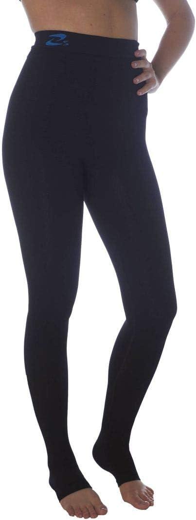 CzSalus Flat knit Lipedema, Lymphedema support slimming compression leggins (Kl1 18-21 mmHg) (Medium Short, Black)