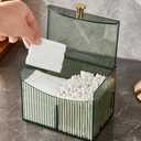 2-Grid Cotton Swab Ball Qtip Holder Dispenser with Lid, Container Dispenser Box for Bathroom Home Storage Organization, Vanity Organizers and Storage