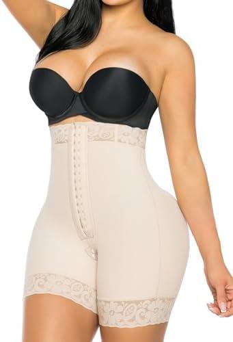 YIANNA Tummy Control Shapewear for Women Strapless Fajas Colombianas Body Shaper Shorts Butt Lifter with Zipper Crotch Size XL