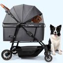 Dog Stroller for Large & Medium Dogs (20–132 lbs), for 2 Small Dogs | Pet Stroller, Cat Strollers for 2 Cats, Extra Large Heavy Duty, Foldable & Fully Ventilated Design, Gray