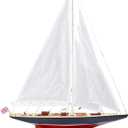 Wooden Sailboat Decor Ship Model 28" Endeavour America's Cup Scale Yacht Replica Nautical Home Accents, Large