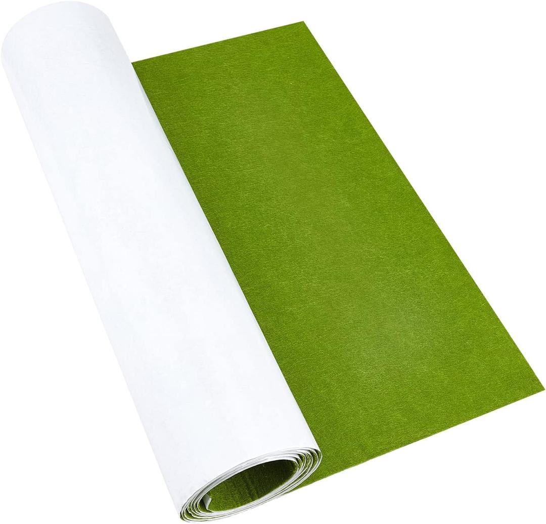 BENECREAT 15.5x78.5" Green Back Adhesive Felt Sheets Fabric Sticky Sheets Light Green Fabric Peel Stick for DIY Costume Making Jewelry Box, Festival Decor