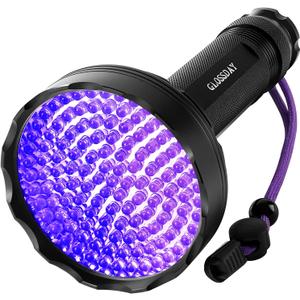 GLOSSDAY Blacklight Flashlight,128 LED UV Flashlights, Upgraded Bright Ultraviolet Flashlight Professional Black Light for Dog/Cat, Hunting Scorpions